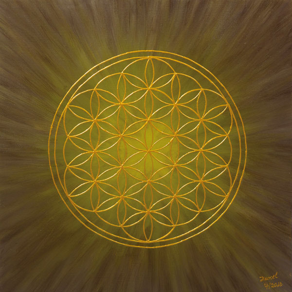Mandalas Poster 'Blume Des Lebens' – 70x70 Cm Kunstdruck Im Feuer-Element Design