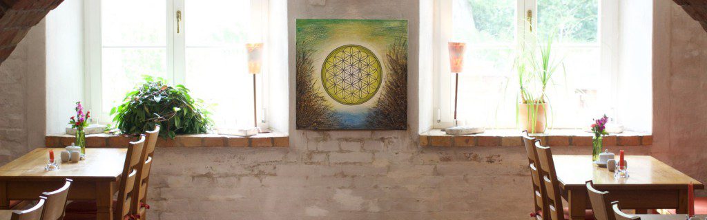 Blume des Lebens Bild als Wandschmuck im Restaurant