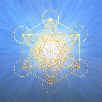 Blau strahlender Würfel des Metatron