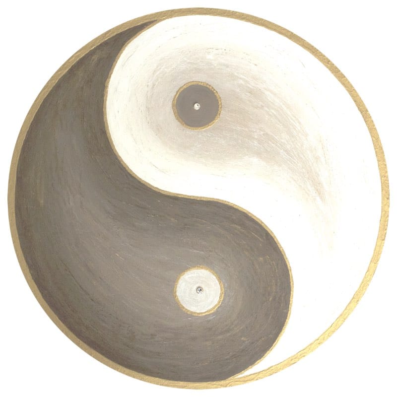 Yin und Yang Energiebild, rund 40 cm - handgemaltes Energiebild