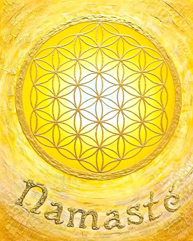 Auftragsbild Namasté Gelb - handgemaltes Energiebild