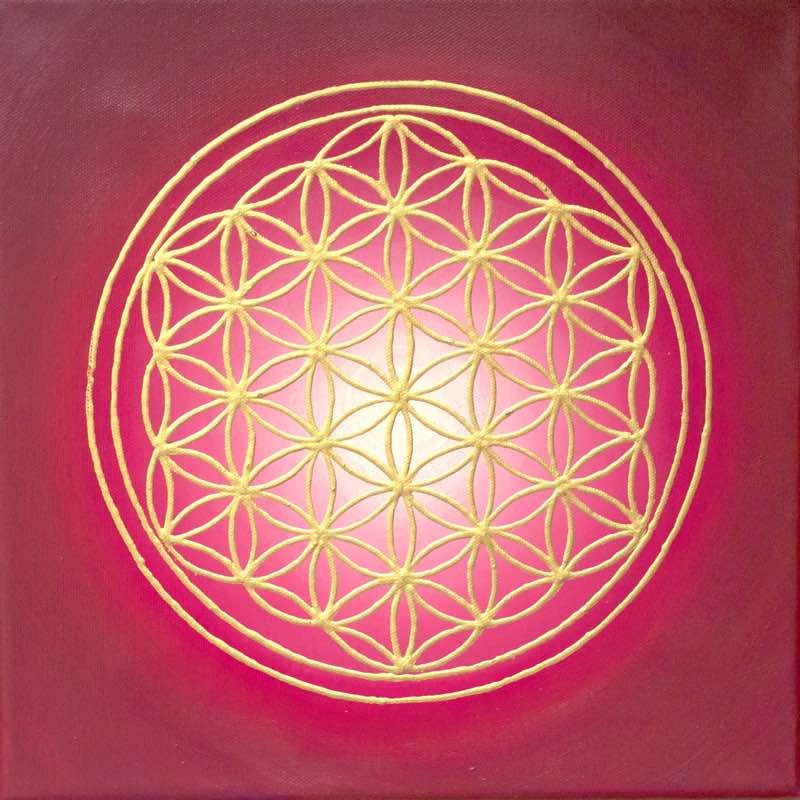 Blume des Lebens Bild 30 cm BordeauxPink Birgit Hassel
