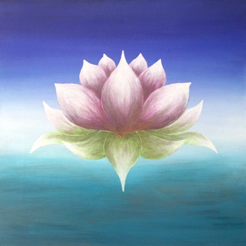 Lotusblüte Schöpferkraft, 50 x 50 cm - handgemaltes Energiebild