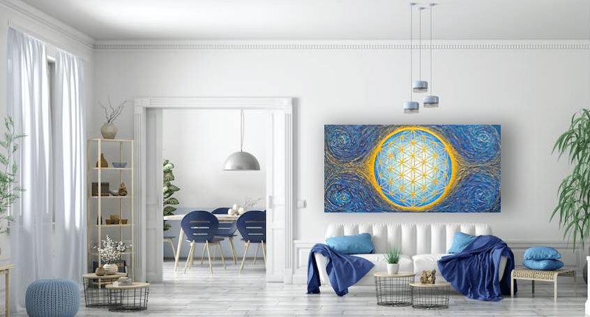 Die Blume des Lebens als dekoratives und kraftvolles Wandbild