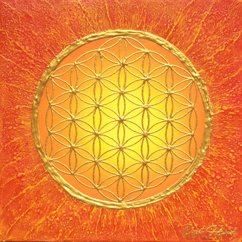 Blume des Lebens Bild in Gelb-Orange: Sunlight