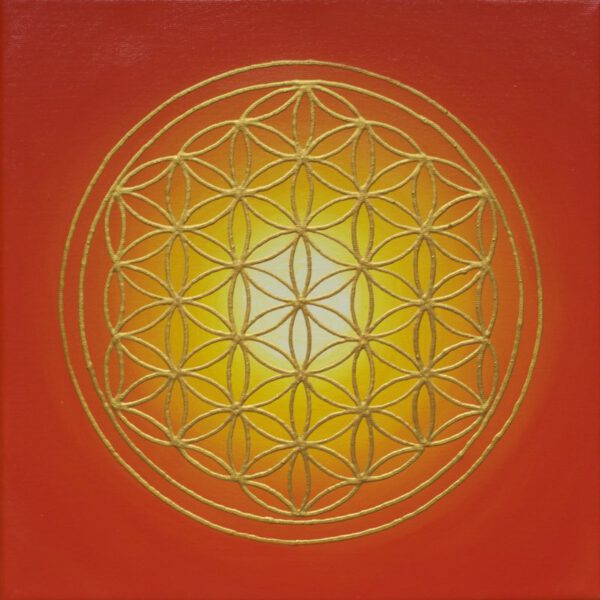 Blume des Lebens Orange-Gelb, 30 x 30 cm