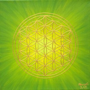 Strahlenblume Grün-Gelb, 30 x 30 cm