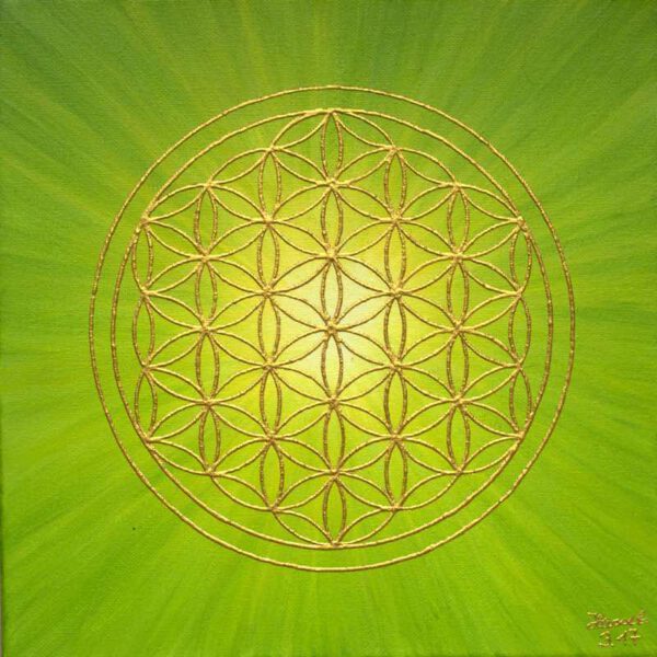Strahlenblume Grün-Gelb, 30 x 30 cm