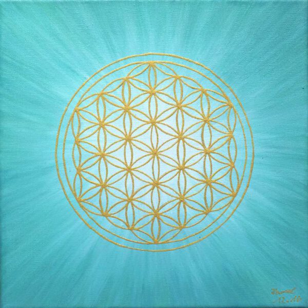 Strahlenblume Türkis-Blau, 30 x 30 cm