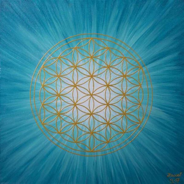 Strahlenblume Türkis, 40 x 40 cm