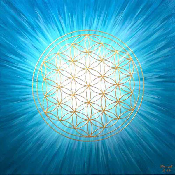 Strahlenblume Türkis, 50 x 50 cm