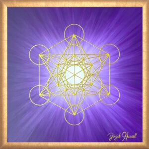 bild metatron wuerfel transformation violett gold cm gerahmt