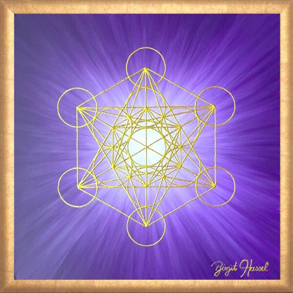 bild metatron wuerfel transformation violett gold cm gerahmt