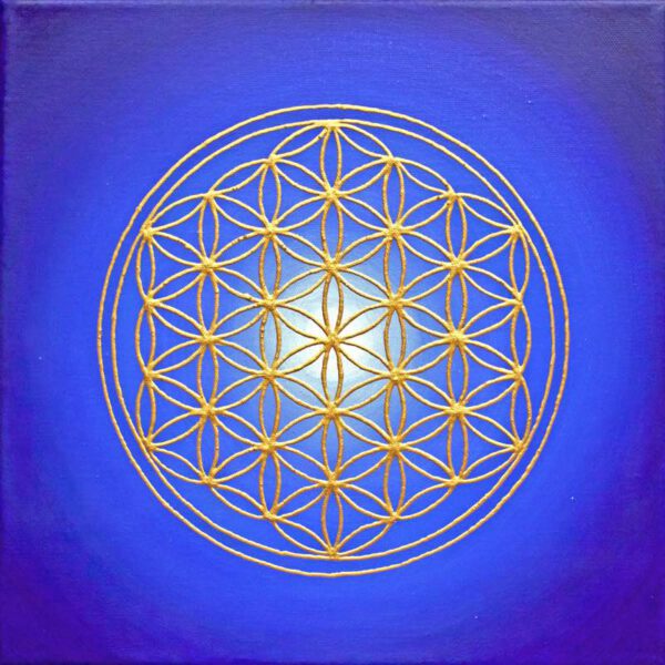 Blume des Lebens Blau, 30 x 30 cm