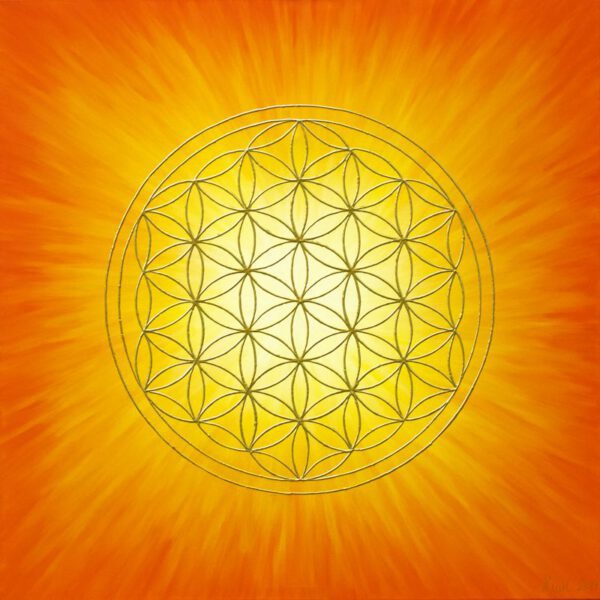 Strahlenblume Orange-Gelb, 100 x 100 cm