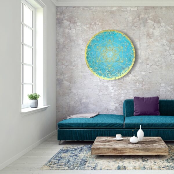 türkisfarbenes sofa mit Metatron