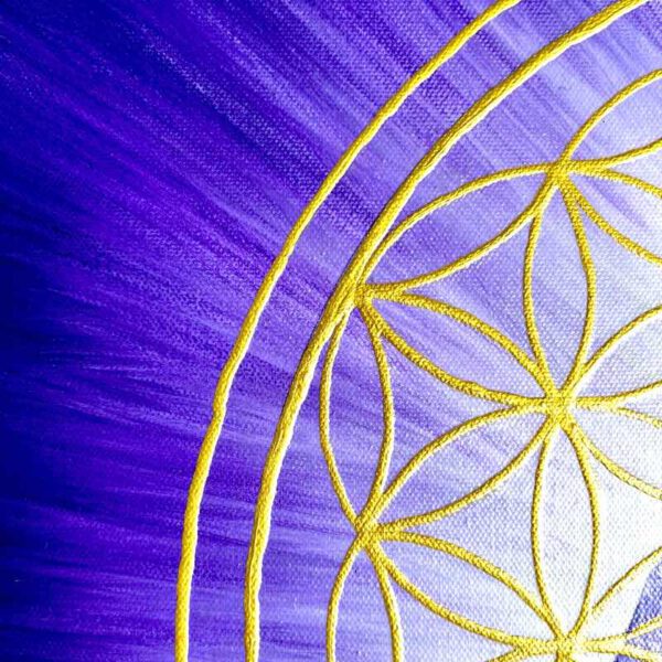Violett leuchtender Buddha, 50 x 50 cm – Bild 2