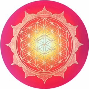 bild blume des lebens strahlendes licht rot gelb rund cm