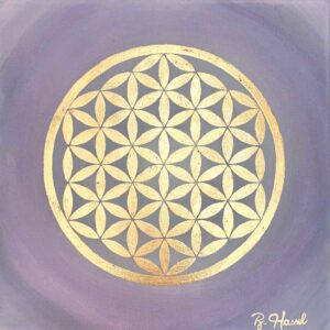 bild blume des lebens karat blattgold golden light violett cm