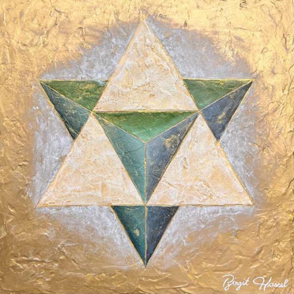 bild merkaba sterntetraeder hoehere dimension gold tuerkis