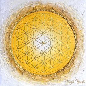bild blume des lebens follow the sun orange gelb gold x cm
