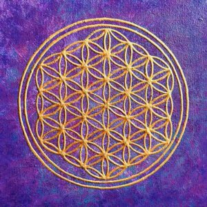 bild blume des lebens hingabe violett gold x cm