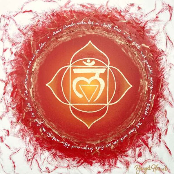 bild wurzelchakra ich vertraue rot weiss gold cm