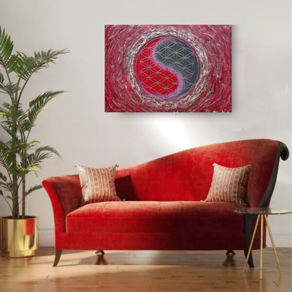 rotes Interieur yin yang