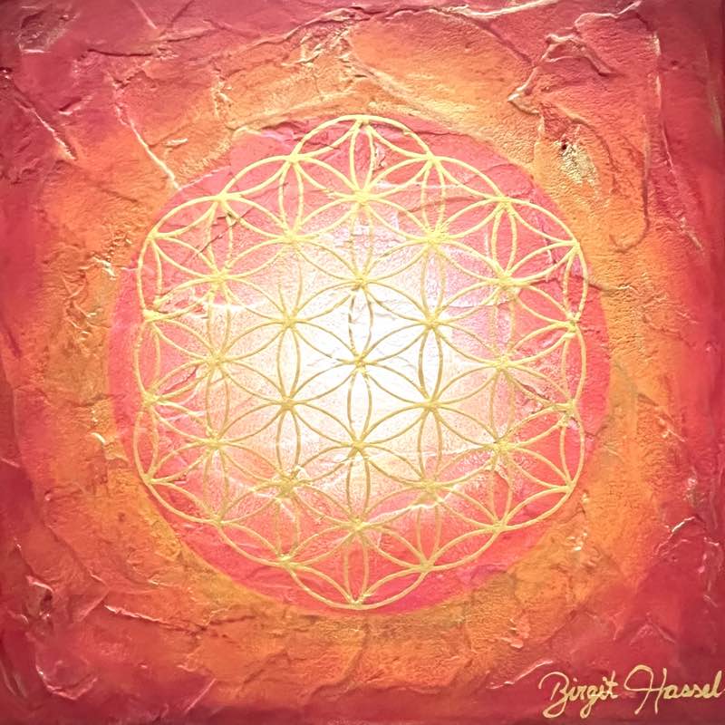 bild blume des lebens ball of fire cm rot orange gold