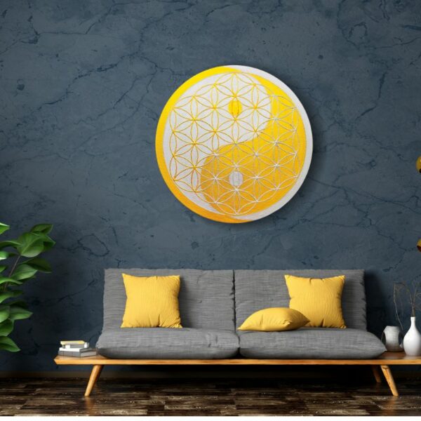 Wohnzimmer mit yin yang kosmische balance