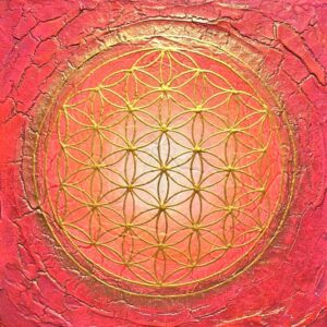 bild blume des lebens fireball rot orange gold x cm