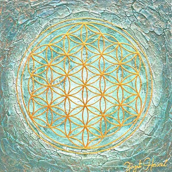bild blume des lebens ocean eyes x cm tuerkis gruen gold