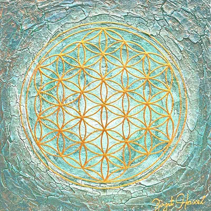 bild blume des lebens ocean eyes x cm tuerkis gruen gold