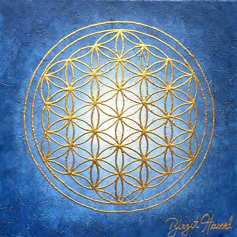bild blume des lebens siebter himmel x cm blau gold