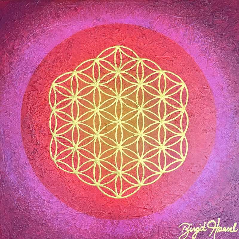 Bild blume des lebens power of love cm rot pink gold