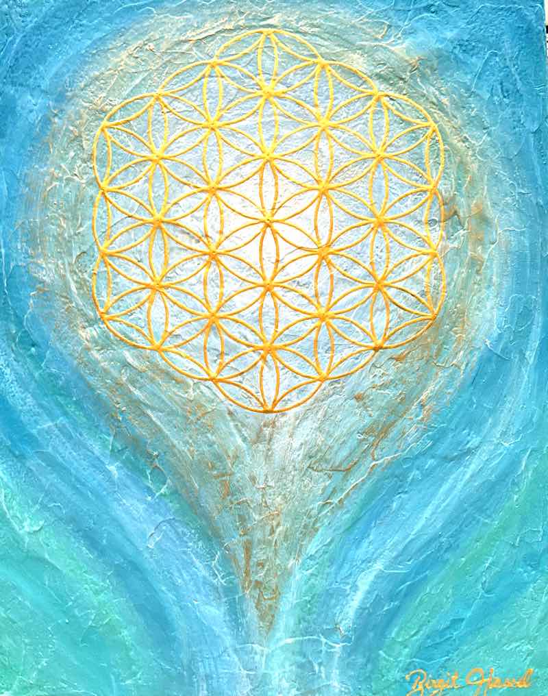 bild blume des lebens quelle des lichts blau tuerkis gold x cm