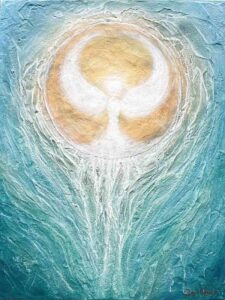 schutzengelbild hueter des goettlichen tuerkis weiss gold x cm