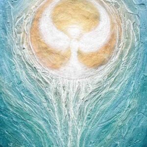 schutzengelbild hueter des goettlichen tuerkis weiss gold x cm