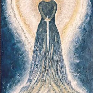 Schutzengel Bild Michael „Vertraue dem Guten", 50 x 100 cm, in Blau, Weiss und Gold